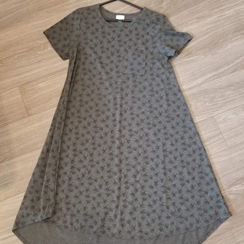 Lularoe Carly dress - grey with black flowers